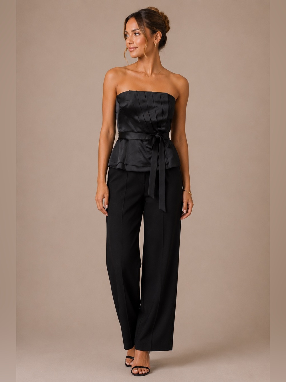 Banana Republic Black Silk Strapless Top Bustier Pleated Cocktail 2